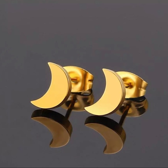 Gold Moon Earrings - Picture 2 of 2